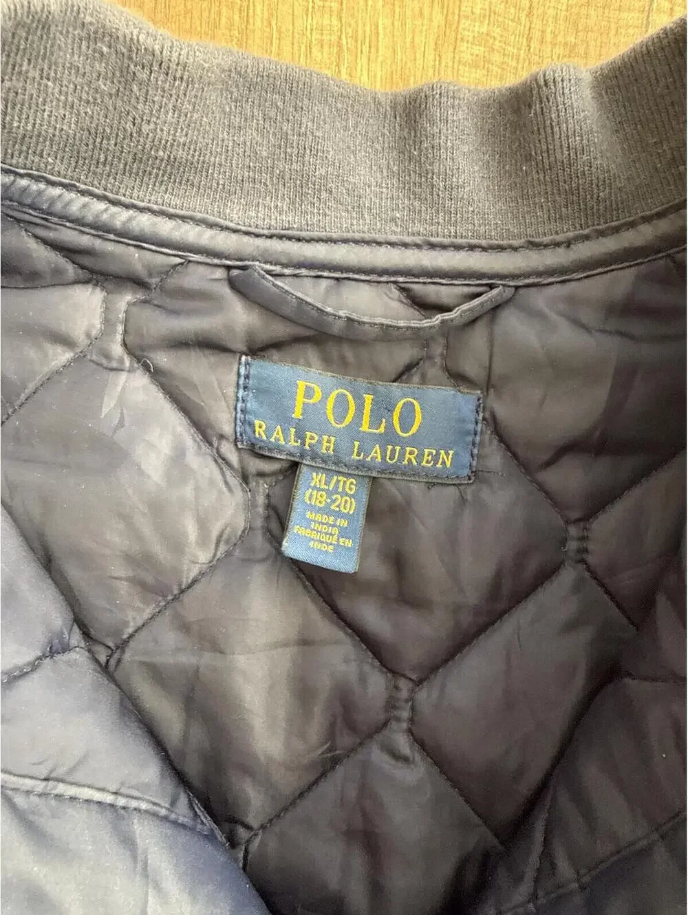 Polo Ralph Lauren Boys XL 18-20 Quilted Jacket Navy Blue Snap Front Pony Logo